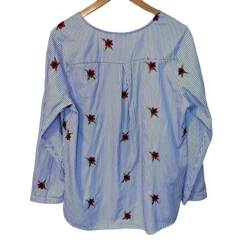Striped Split Neck Top Made in Italy - Picture 6 of 8
